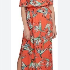 1. State Coral Tropical Print Maxi Dress
